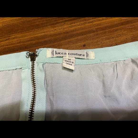 Luca Couture Skirt Mint Green Flowing Birds size Med - Picture 4 of 6